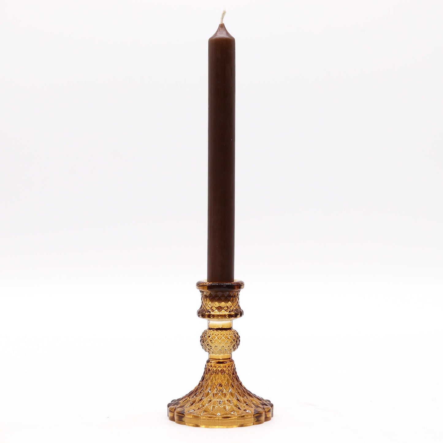 Vintage Dinner Candle Holder - Antique Amber Glass Candle Holders & Jars - Bath Indulgence