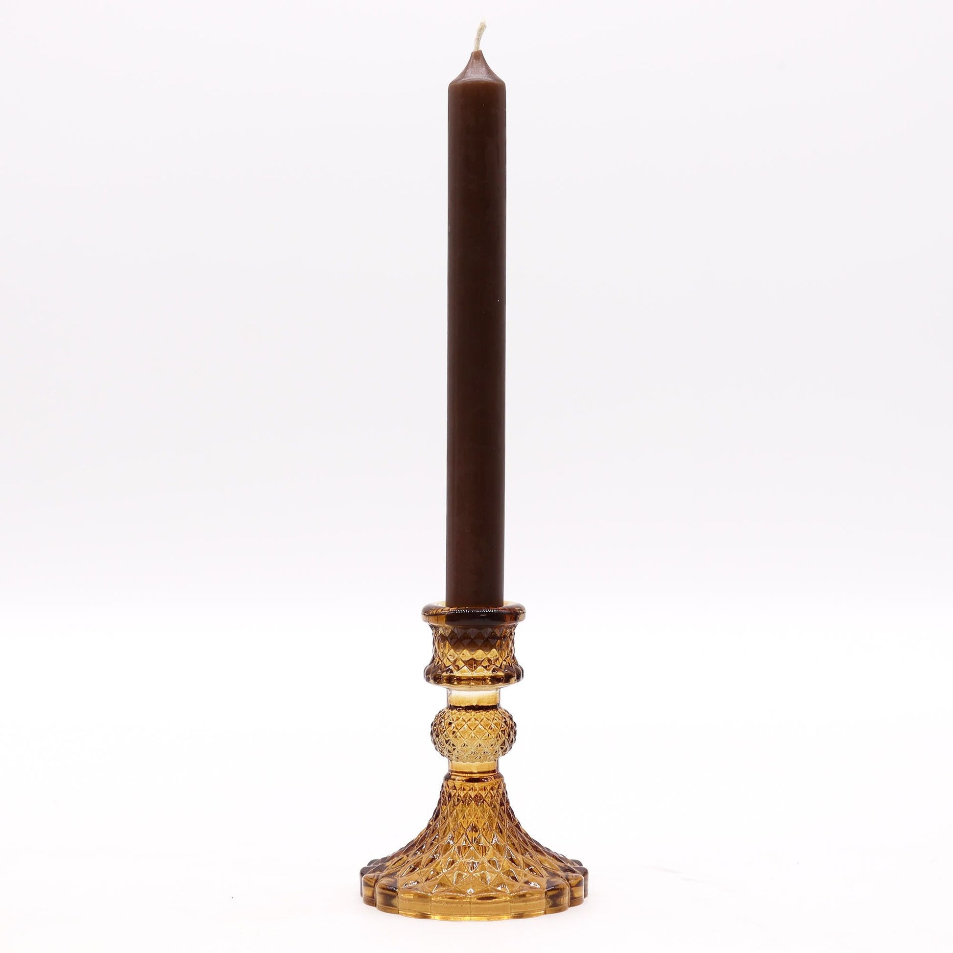 Vintage Dinner Candle Holder - Antique Amber Glass Candle Holders & Jars - Bath Indulgence