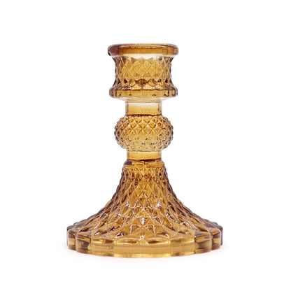 Vintage Dinner Candle Holder - Antique Amber Glass Candle Holders & Jars - Bath Indulgence