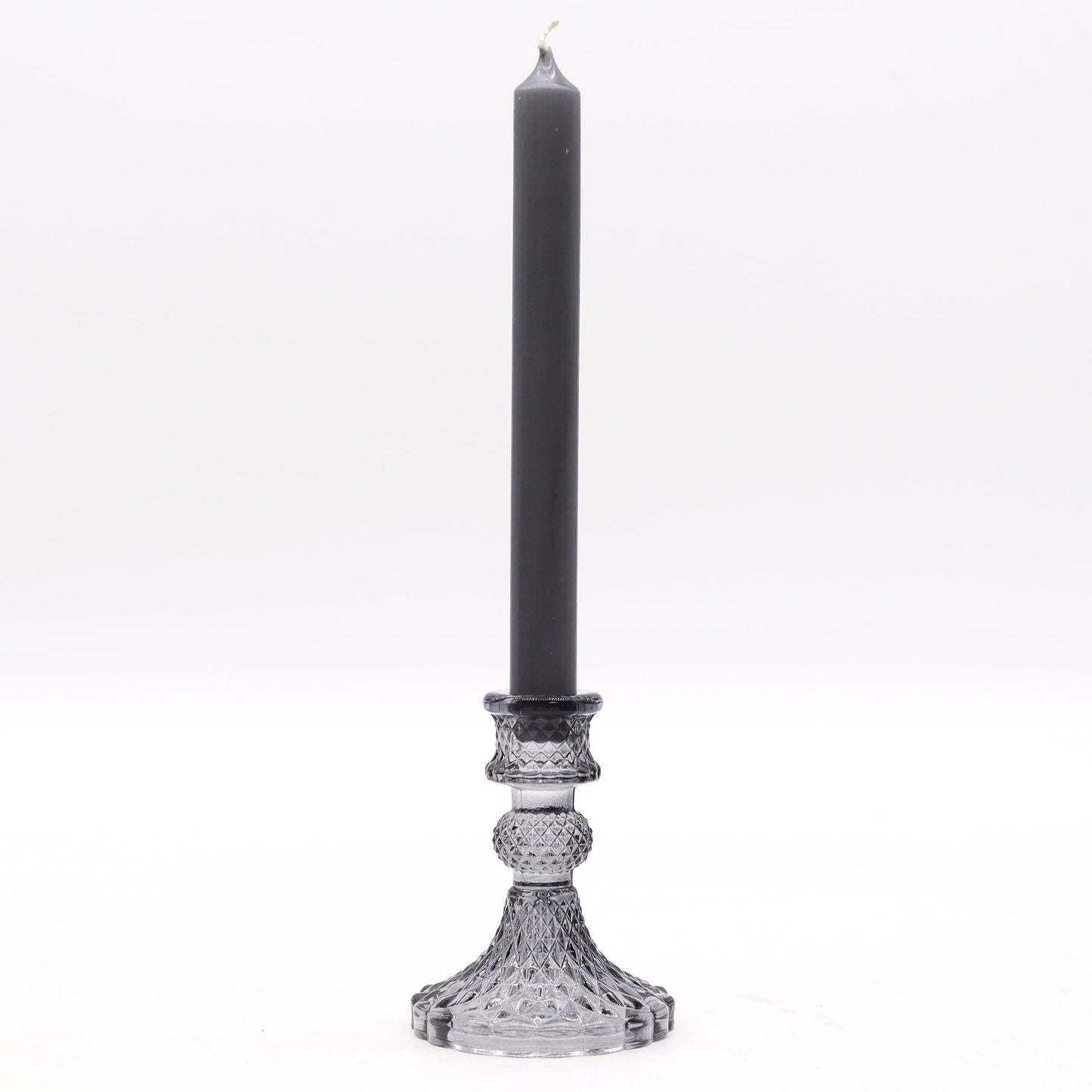 Vintage Dinner Candle Holder - Midnight Grey Glass Candle Holders & Jars - Bath Indulgence