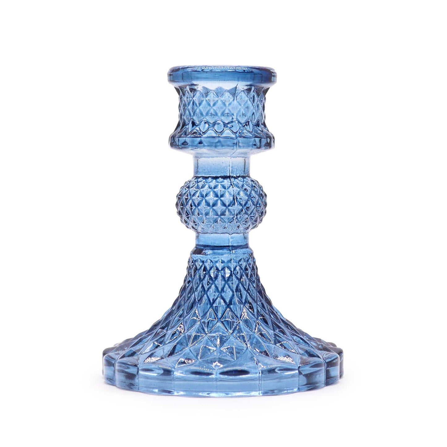 Vintage Dinner Candle Holder - Royal Blue Glass Candle Holders & Jars - Bath Indulgence