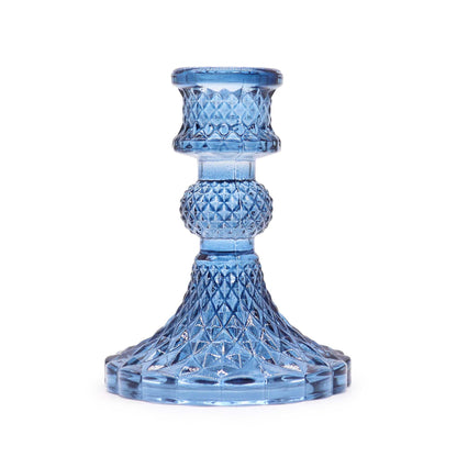 Vintage Dinner Candle Holder - Royal Blue Glass Candle Holders & Jars - Bath Indulgence
