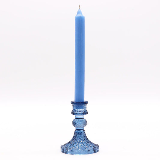Vintage Dinner Candle Holder - Royal Blue Glass Candle Holders & Jars - Bath Indulgence
