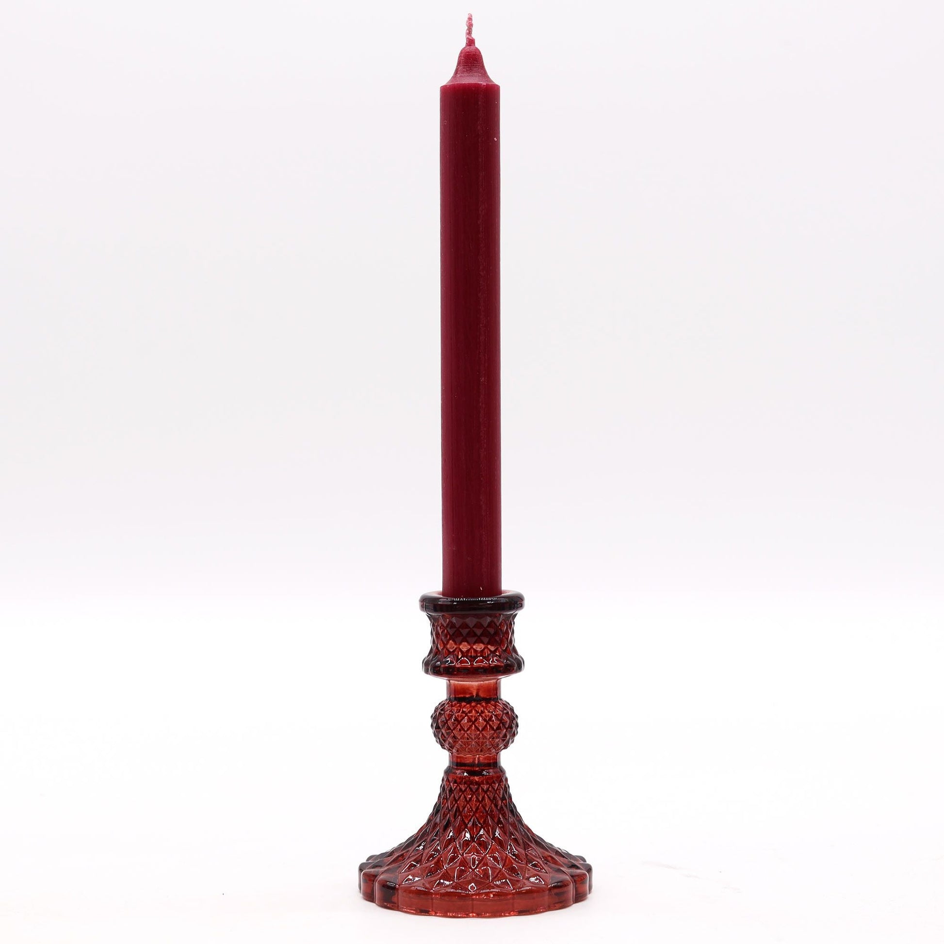 Vintage Dinner Candle Holder - Vampire Red Glass Candle Holders & Jars - Bath Indulgence