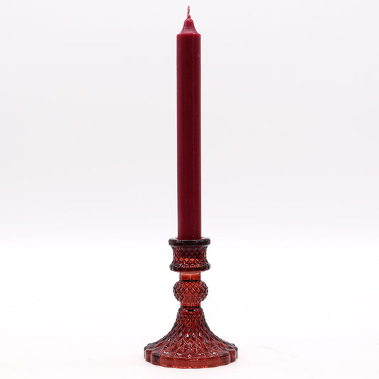 Vintage Dinner Candle Holder - Vampire Red Glass Candle Holders & Jars - Bath Indulgence