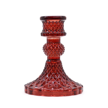 Vintage Dinner Candle Holder - Vampire Red Glass Candle Holders & Jars - Bath Indulgence