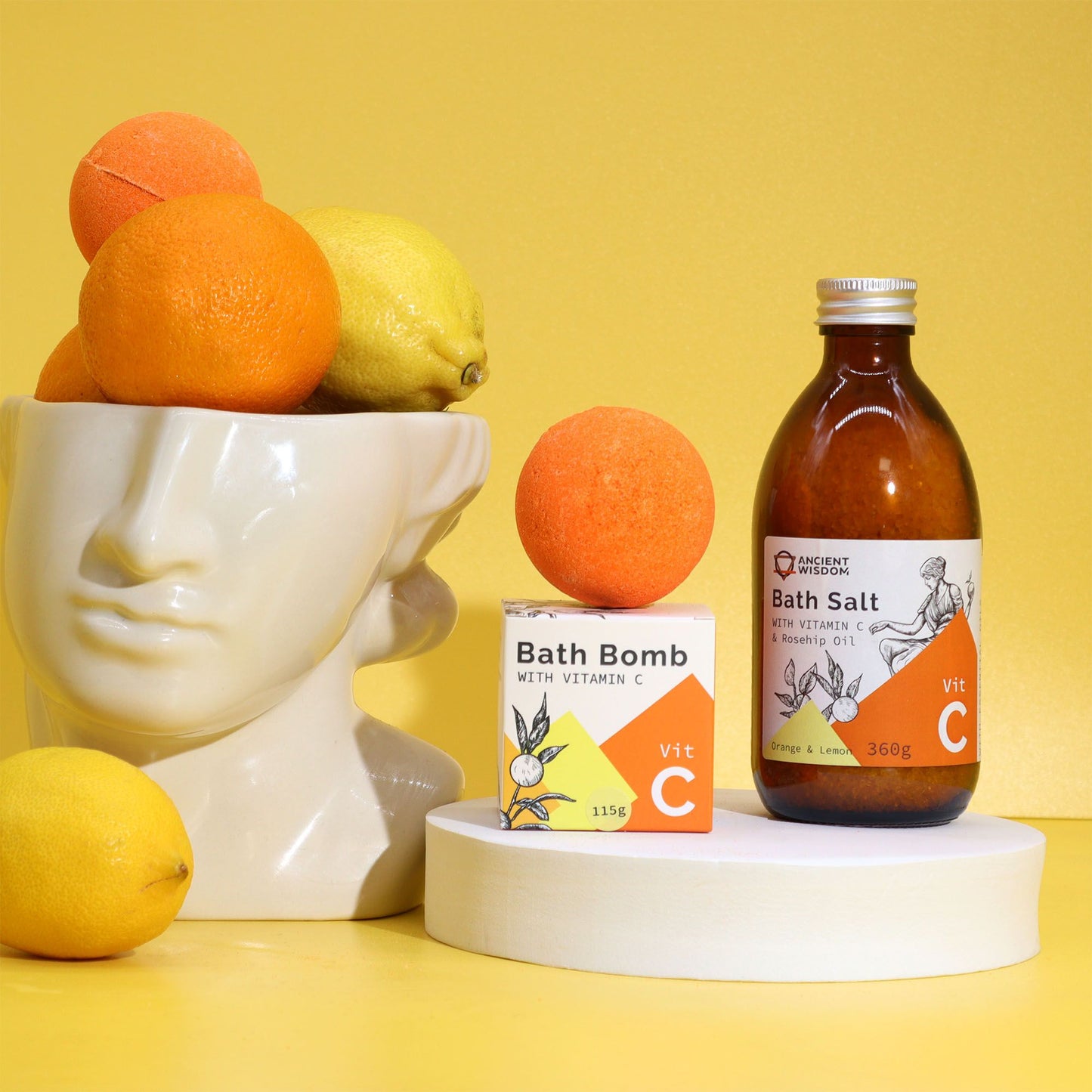 Vitamin C Infused Bath Bomb with Essential Oils Vitamin C Skincare - Bath Indulgence