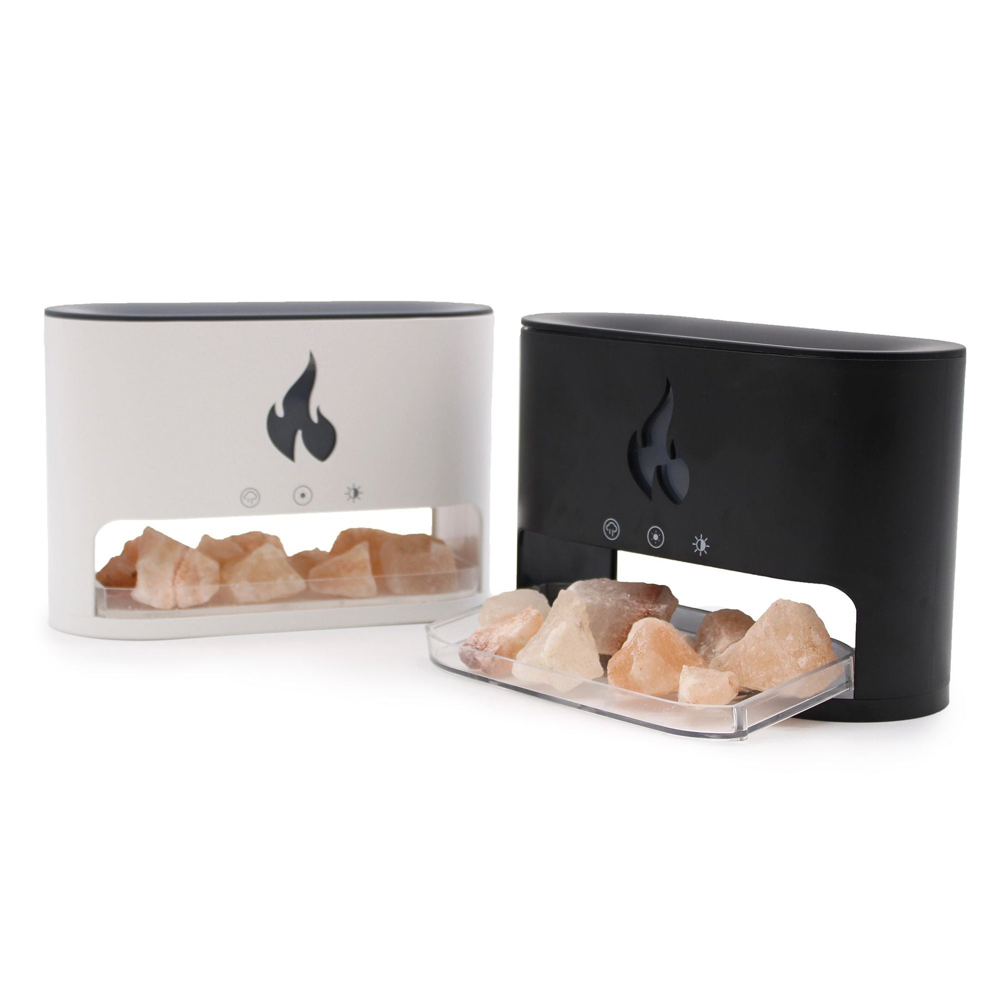 White Blaze Aroma Diffuser - Himalayan Salt Chamber - USB - C - Flame Effect (Salt included) Aroma Diffusers - Bath Indulgence