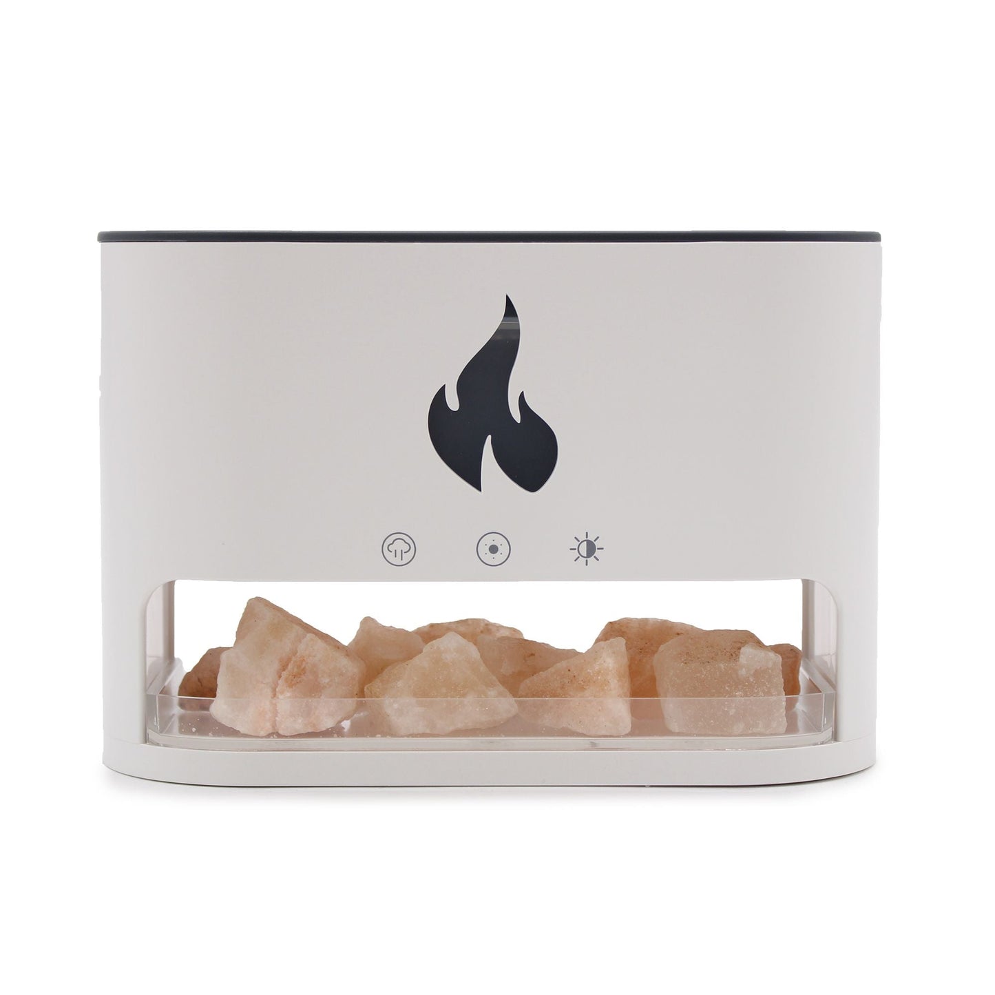 White Blaze Aroma Diffuser - Himalayan Salt Chamber - USB - C - Flame Effect (Salt included) Aroma Diffusers - Bath Indulgence