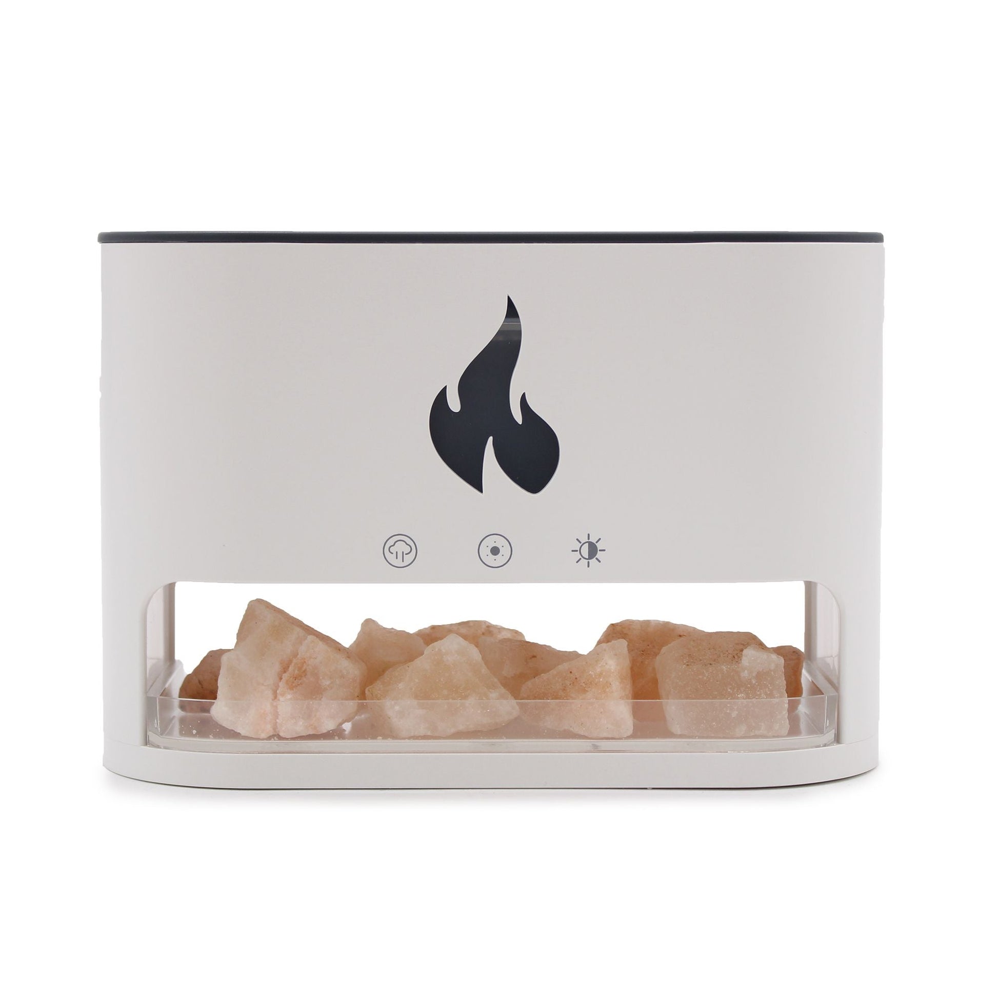 White Blaze Aroma Diffuser - Himalayan Salt Chamber - USB - C - Flame Effect (Salt included) Aroma Diffusers - Bath Indulgence