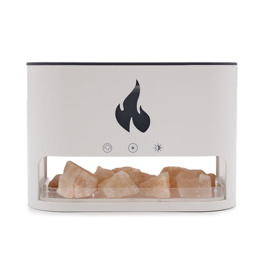 White Blaze Aroma Diffuser - Himalayan Salt Chamber - USB - C - Flame Effect (Salt included) Aroma Diffusers - Bath Indulgence