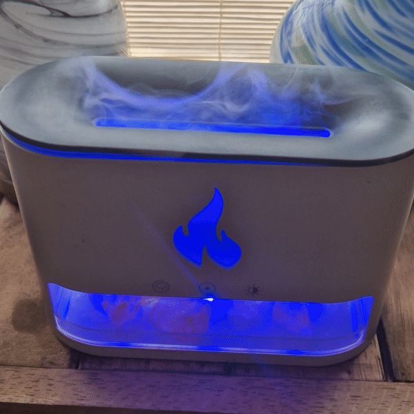 White Blaze Aroma Diffuser - Himalayan Salt Chamber - USB - C - Flame Effect (Salt included) Aroma Diffusers - Bath Indulgence
