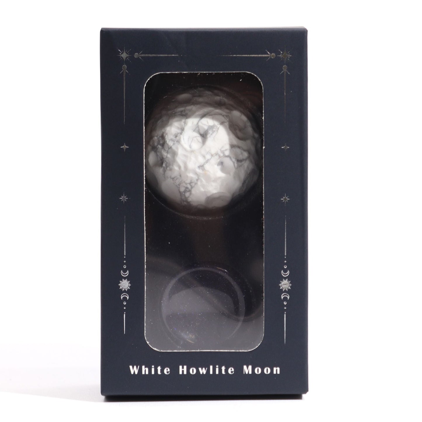 White Howlite Planet on a Sola Goldstone Stand (MOON) Gemstone Planets on a Goldstone Stand - Bath Indulgence