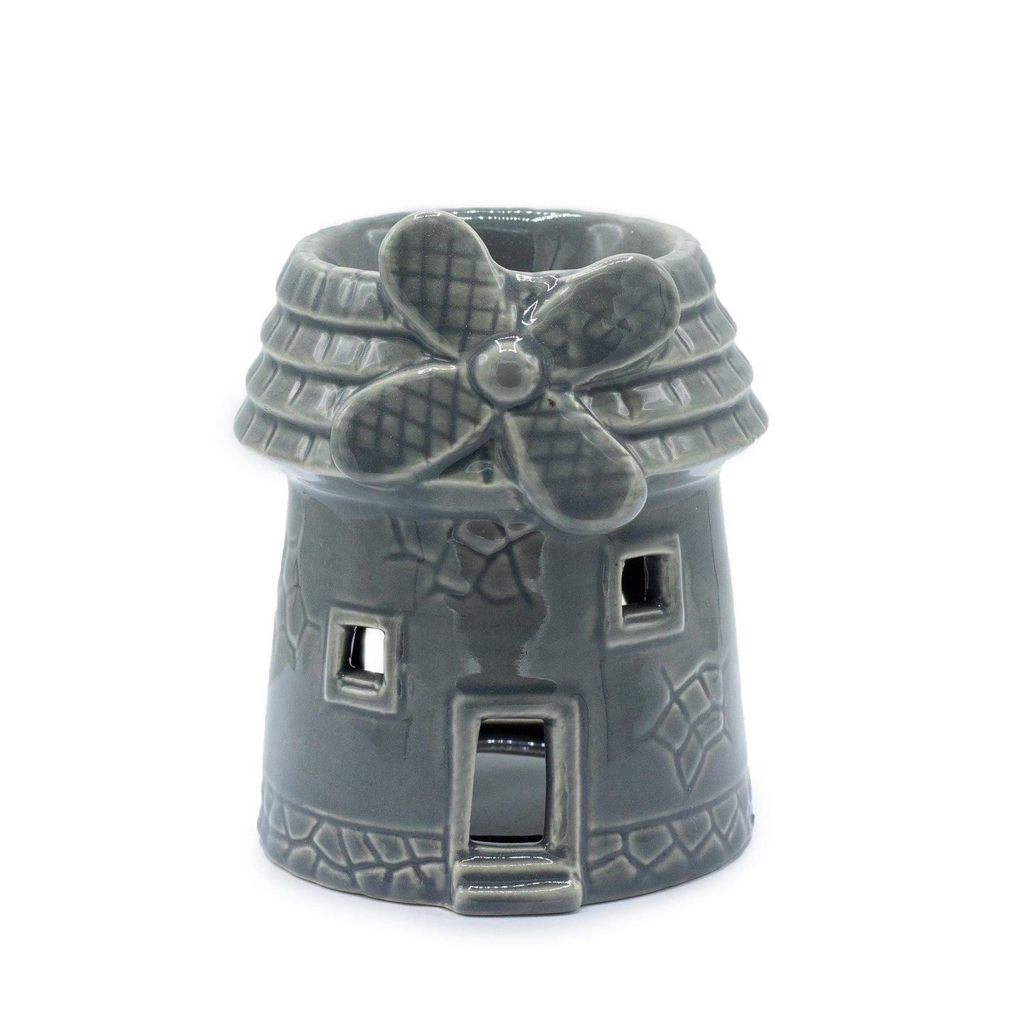 Windmill Oil Burner - Grey Various Shaped Ceramic Oil Burners - Bath Indulgence