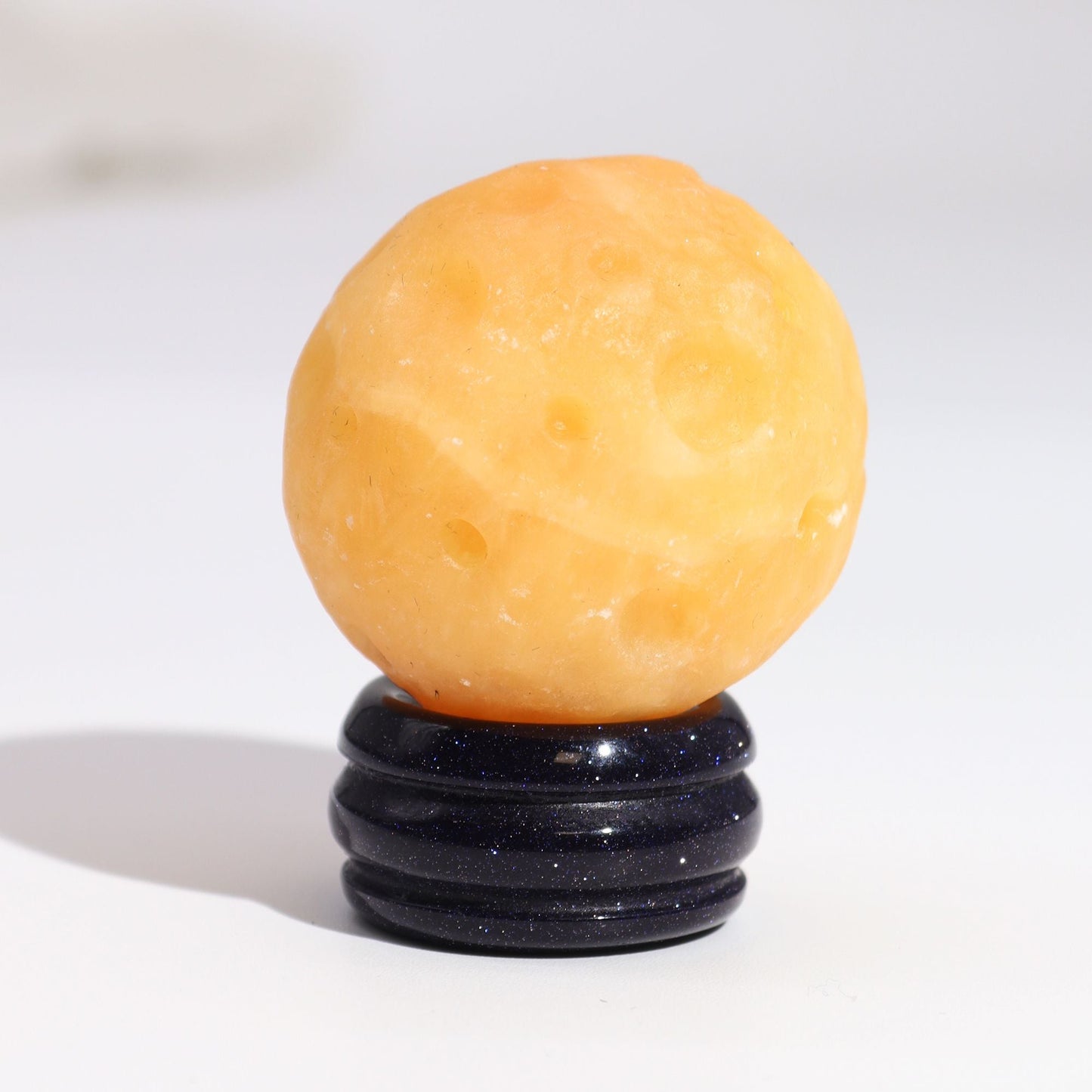 Yellow Jade Planet on a Sola Goldstone Stand (SATURN) Gemstone Planets on a Goldstone Stand - Bath Indulgence