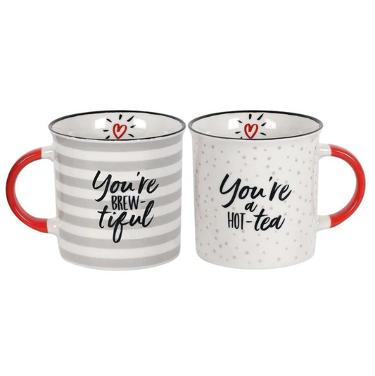Brewtiful Mug Set You're a Hot-tea Microwave &amp; Dishwasher safe Gift Set