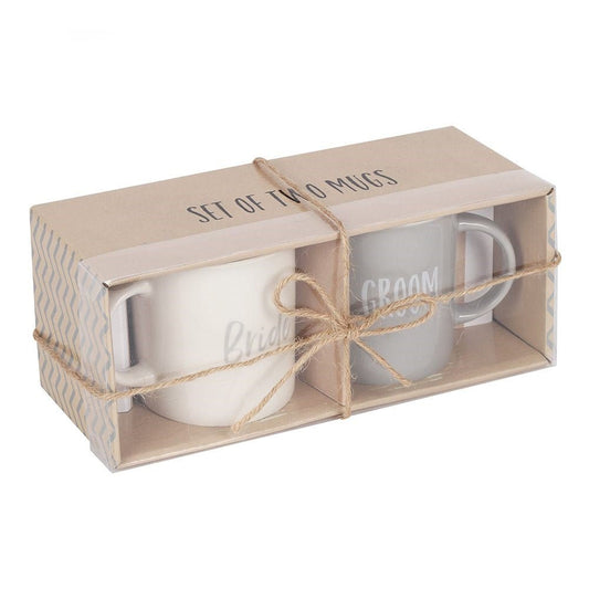 Bride & Groom Mug Set Microwave &amp; Dishwasher safe Gift Wedding - Bath Indulgence