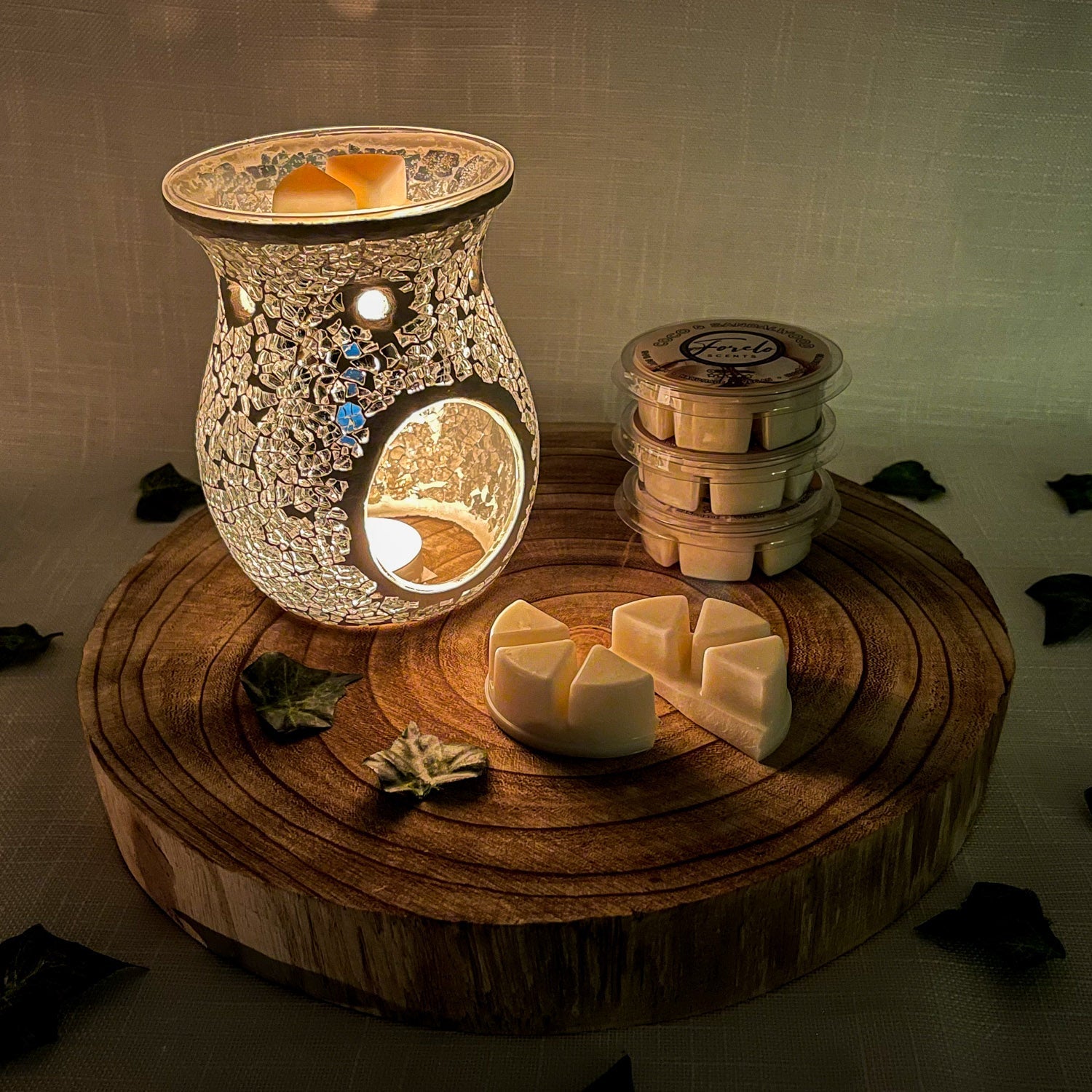 Crackle Glass Burner & Wax Melt Bundle - Bath Indulgence