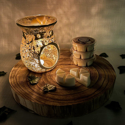 Crackle Glass Burner & Wax Melt Bundle - Bath Indulgence