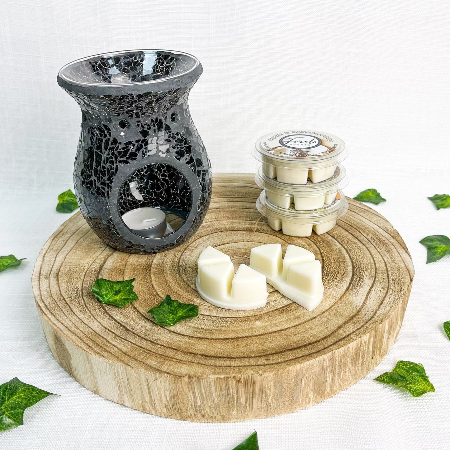 Crackle Glass Burner & Wax Melt Gift Set - Bath Indulgence