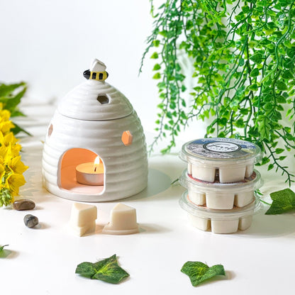 White Beehive Burner & Wax Melt Gift Set - Bath Indulgence